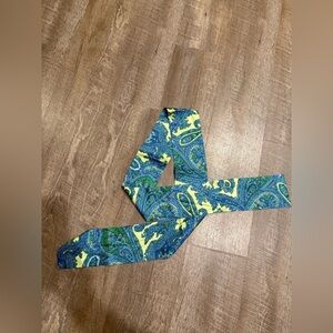 Talbots Silk purse Scarf with Paisley Teal and Yellow Design